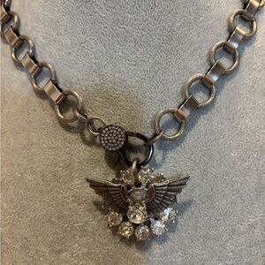 Handmade using some vintage pieces Silver Winged Pendant Necklace!